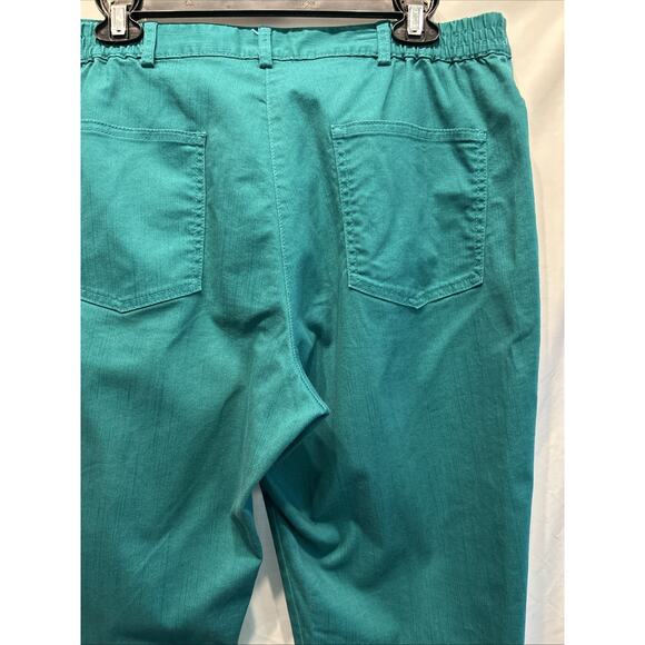 Ruby Rd Petite Women's 14 Teal Pull On Capri Pants Embellished Boho Beachy - Picture 13 of 15